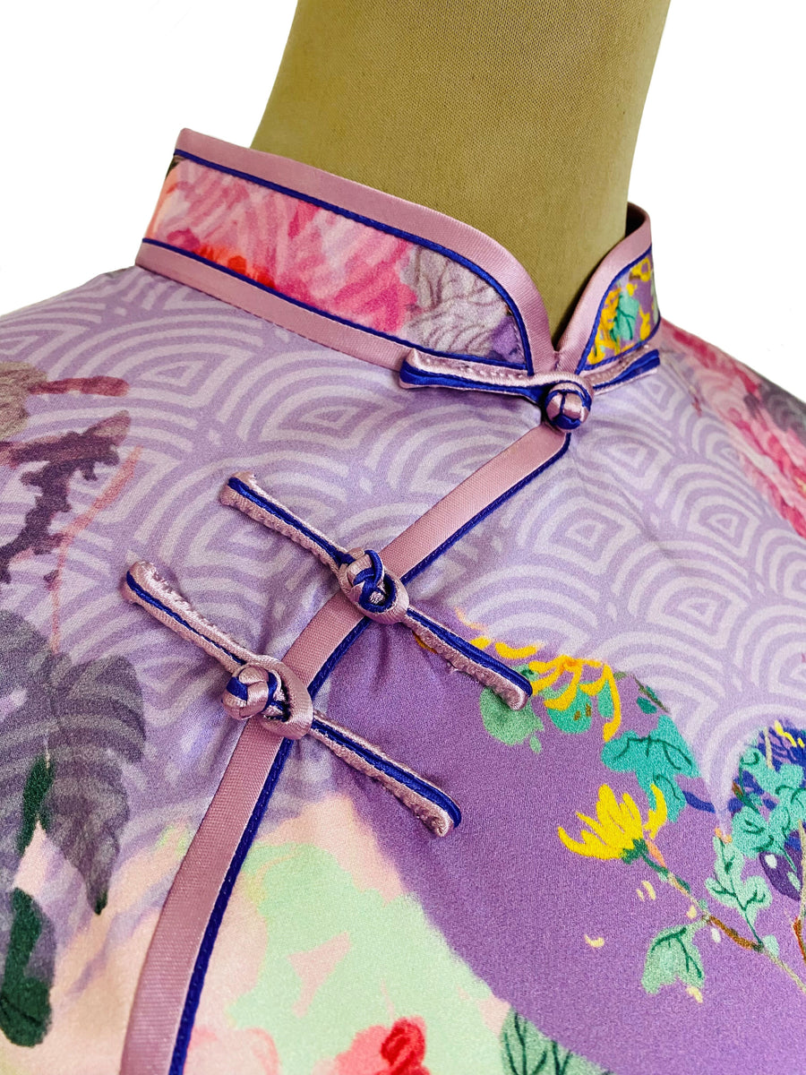 Buy Cloth.ier Lavender Blush 100 Silk Classic CapSleeve Qipao with Double Bind and Hand