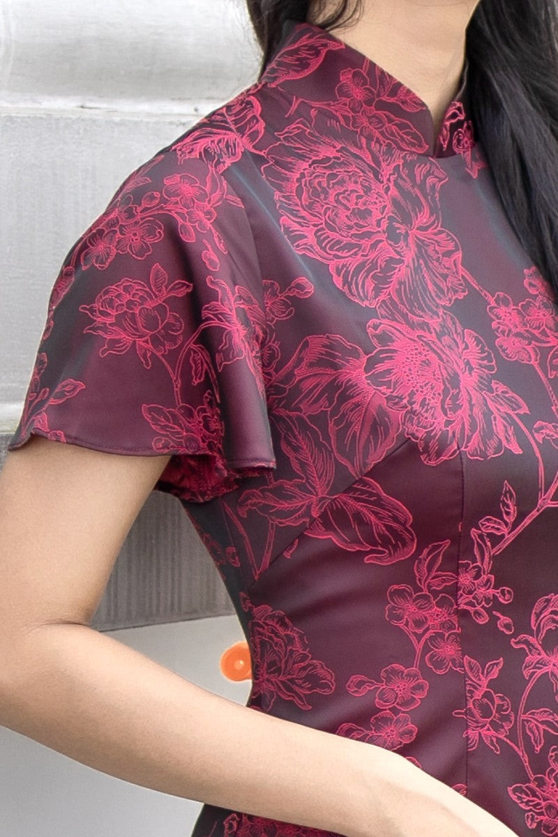 Ruby Bell Sleeve Qipao