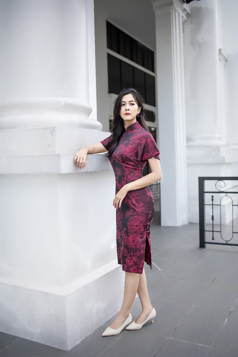 Ruby Bell Sleeve Qipao