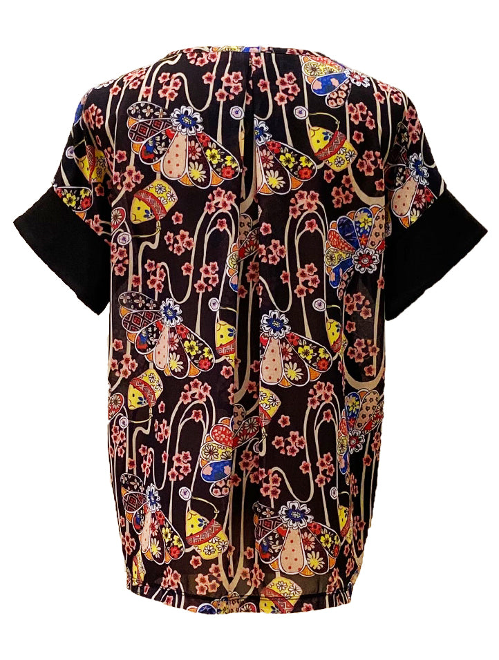 Contrast Print Blouse