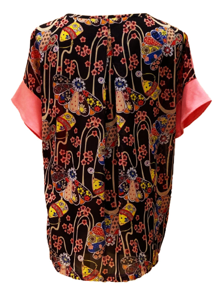 Contrast Print Blouse