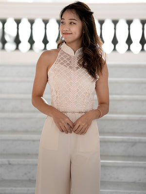 Lace-Bodice Jumpsuit