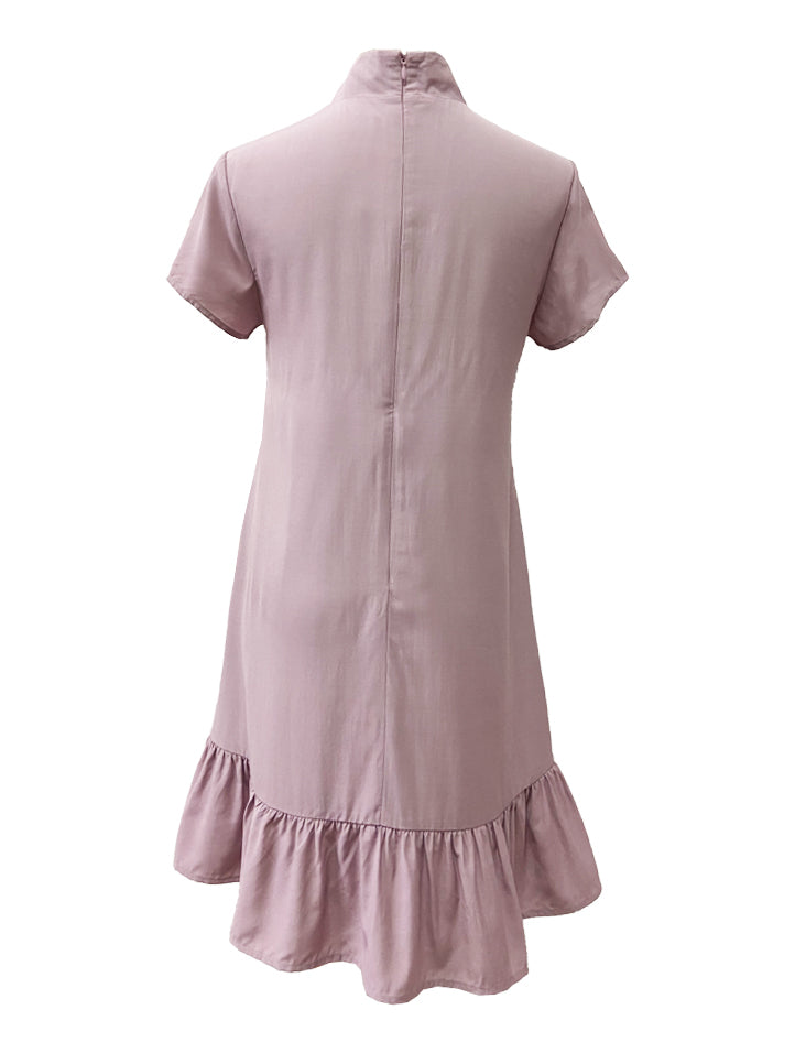 Lilac Short Sleeve Cheongsam Dress