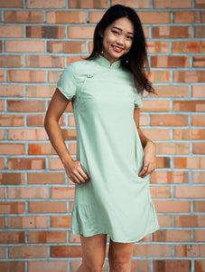 Mint Short Sleeve Cheongsam Dress