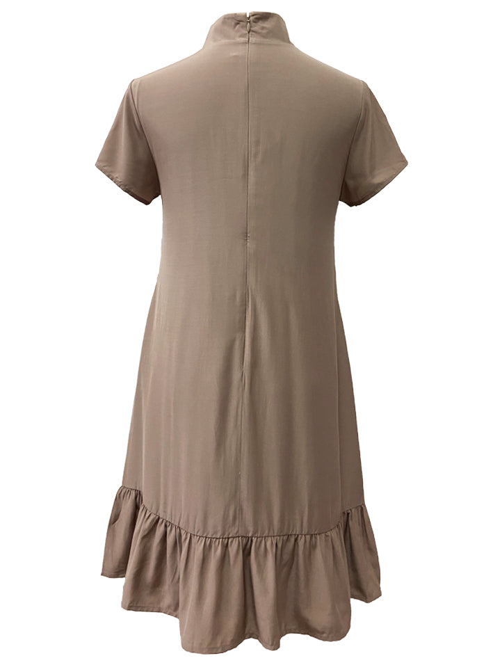 Sand Short Sleeve Cheongsam Dress