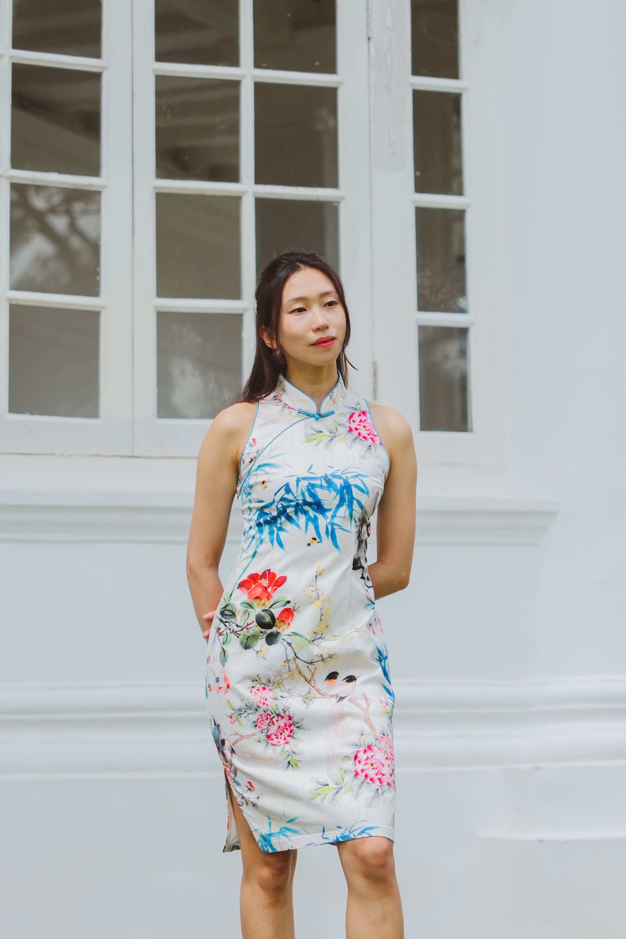 Peony Cut-In Sleeve Qipao