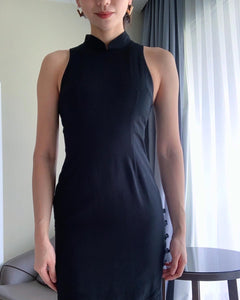 Ebony Linen Qipao with Side Buttons