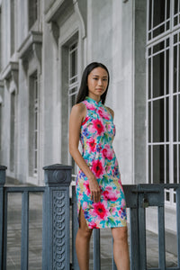 Floral Cut-In Sleeve Cotton Qipao