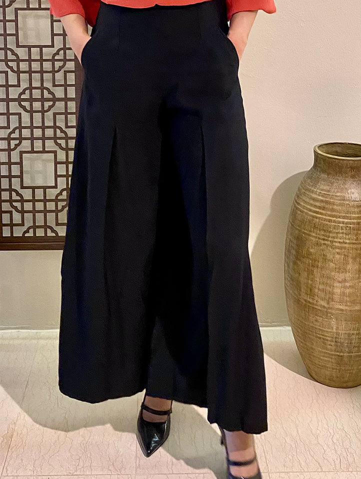 Box Pleat Flare Pants