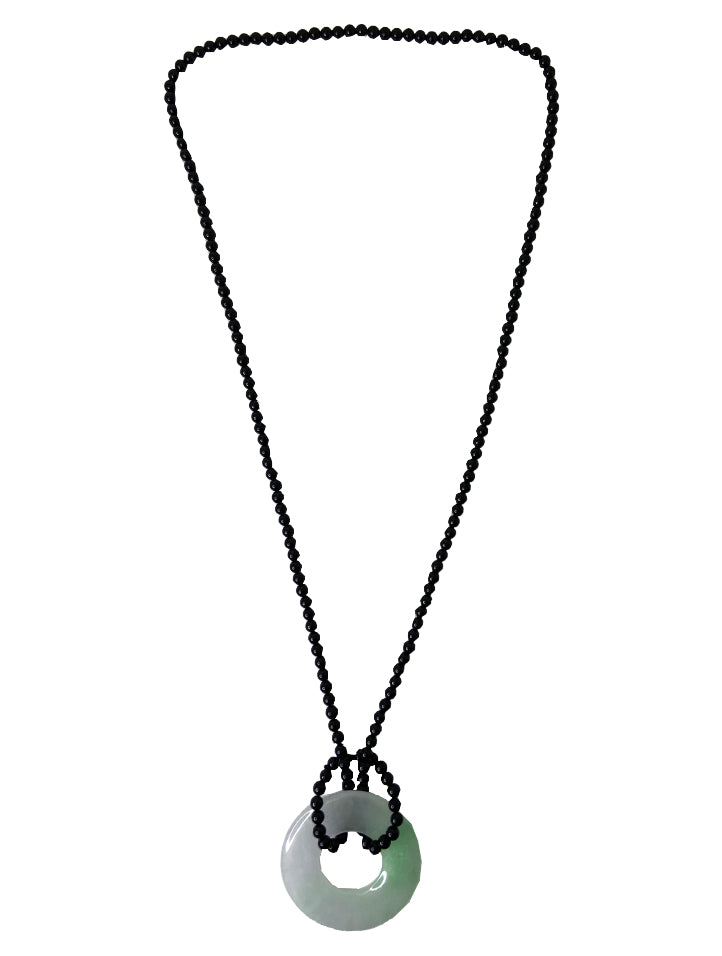 Jadeite Bangle with Onyx Bead Necklace