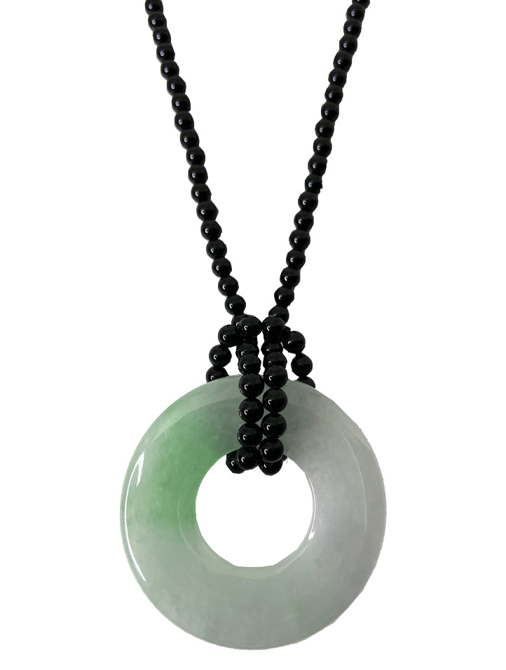 Jadeite Bangle with Onyx Bead Necklace