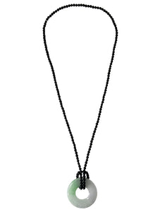 Jadeite Bangle with Onyx Bead Necklace