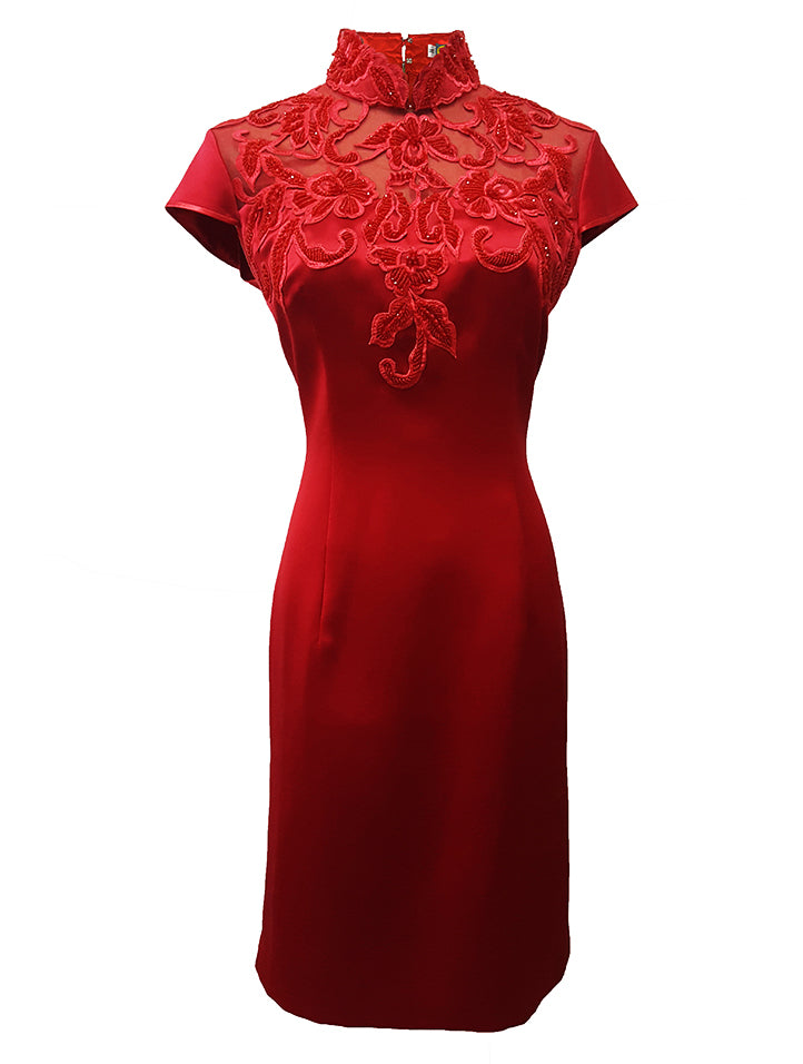 Embroidered Satin Qipao