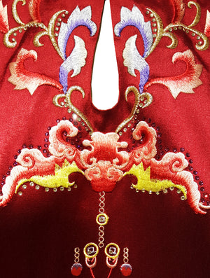Long Embroidered Velvet Gown