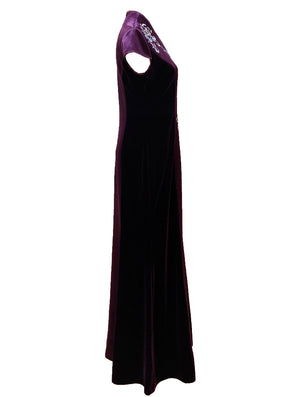 Long Embroidered Velvet Gown