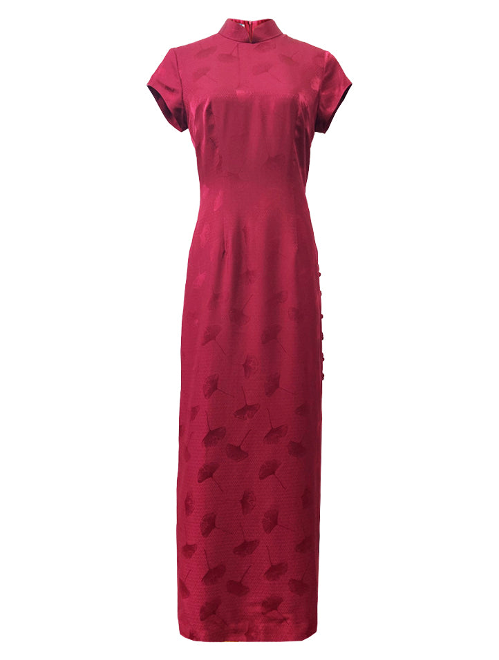 Merlot Long Silk Qipao
