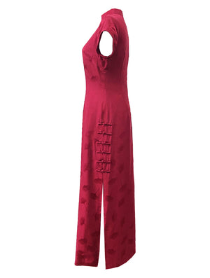 Merlot Long Silk Qipao