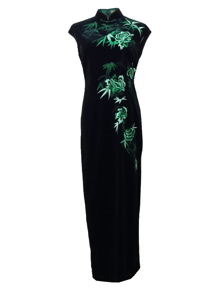 Long Embroidered Velvet Qipao (Pre-Order)