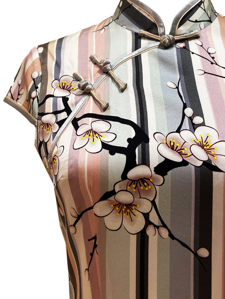 Cherry Blossom Classic Silk Qipao