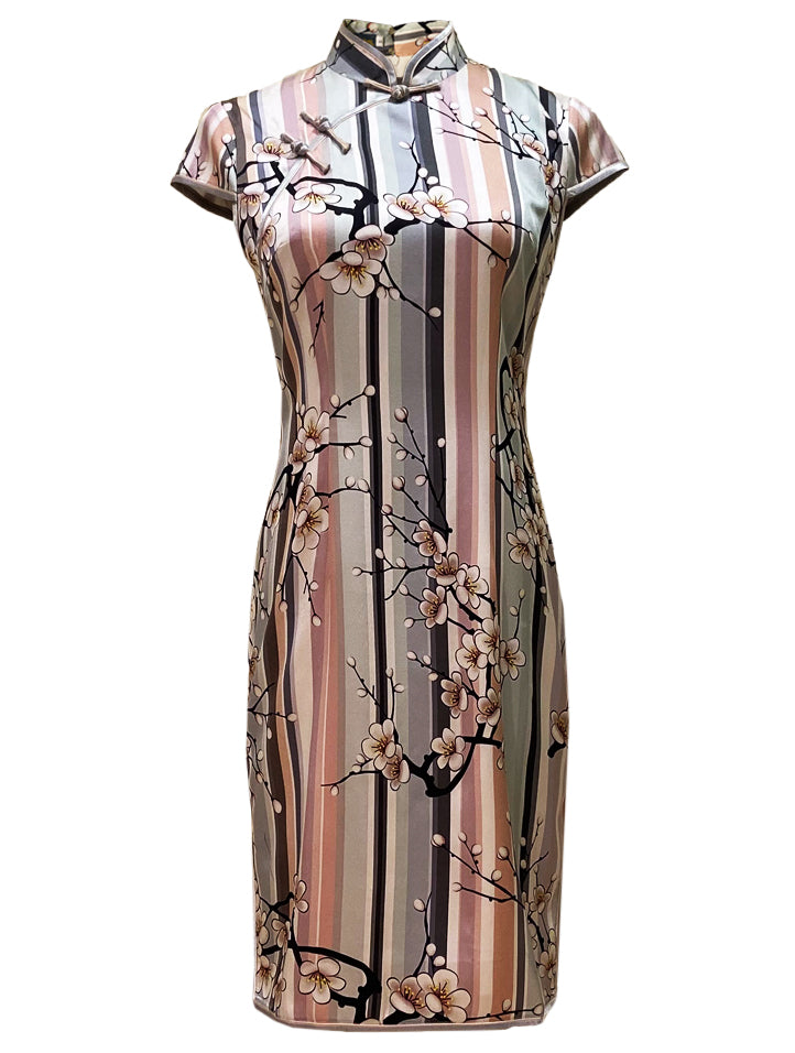 Cherry Blossom Classic Silk Qipao