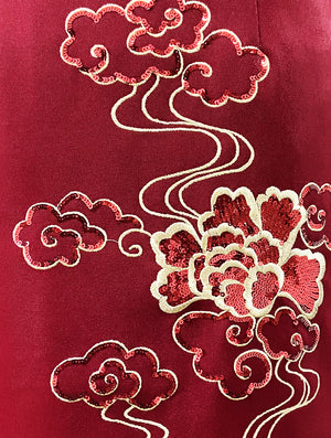 Mid-Length Embroidered Qipao