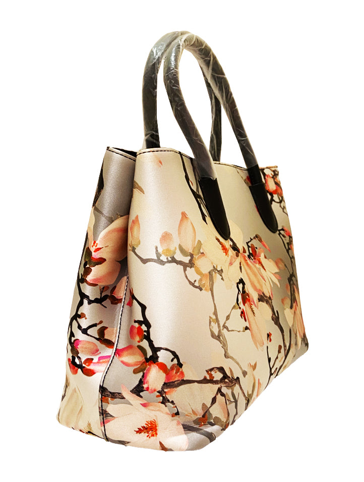 Buy Cloth.ier Light Blue Floral Silk Leather Handbag in Singapore