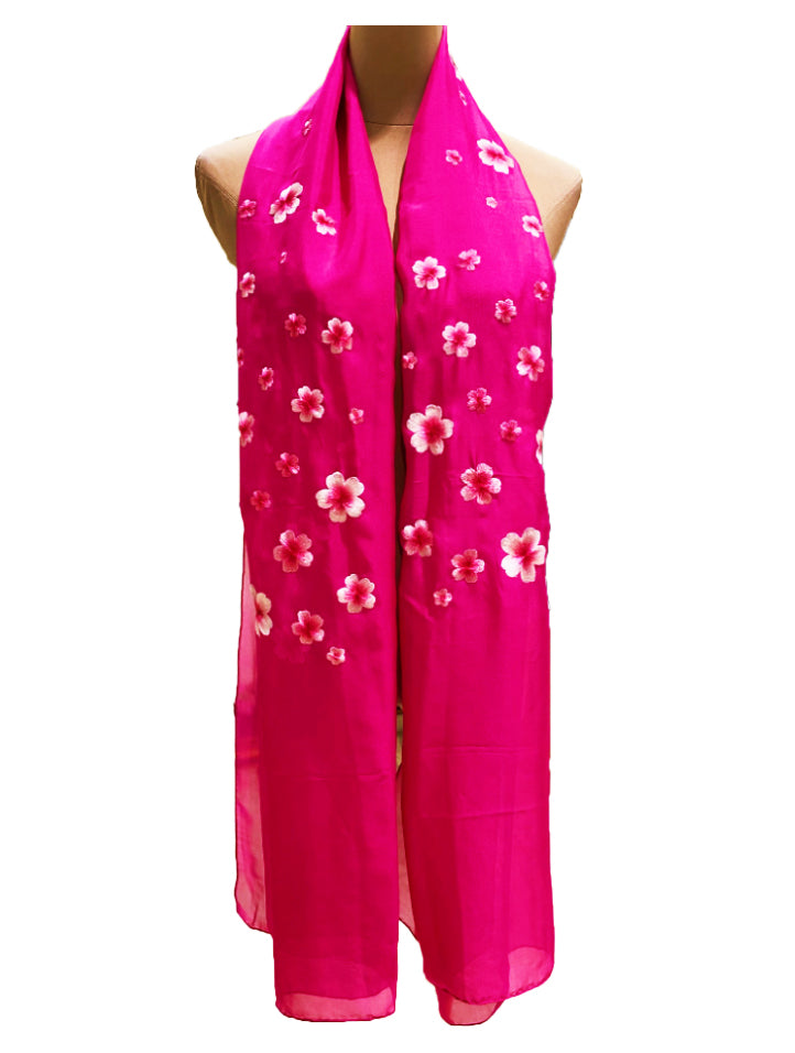 Embroidered Silk Chiffon Shawl