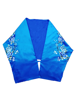 Embroidered Silk and Satin Shawl