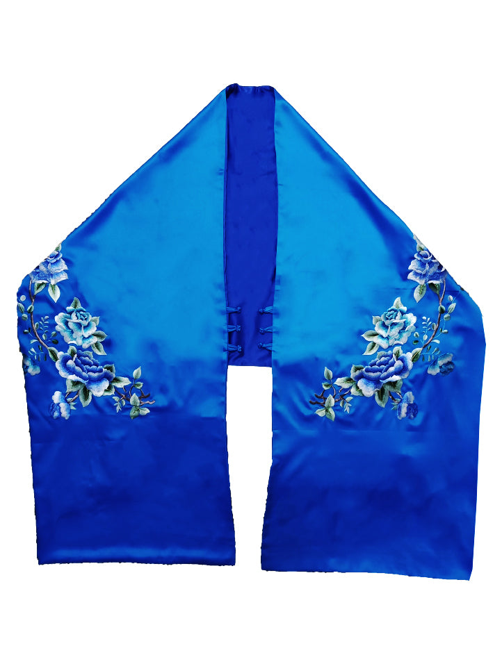 Embroidered Silk and Satin Shawl