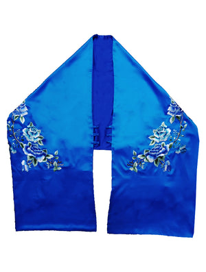 Embroidered Silk and Satin Shawl
