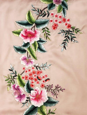 Embroidered Silk and Satin Shawl